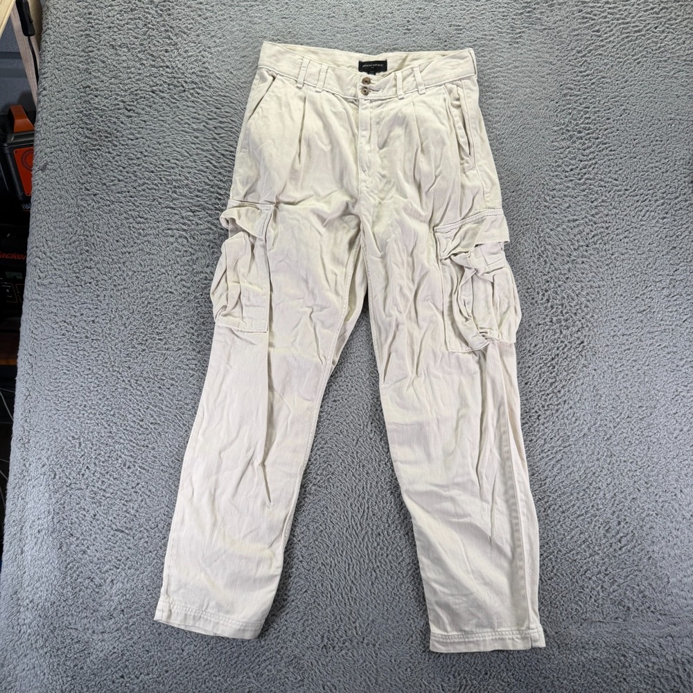 Banana Republic Pant Women's 6 Beige Cotton Cargo Straight Leg Utility Workwear